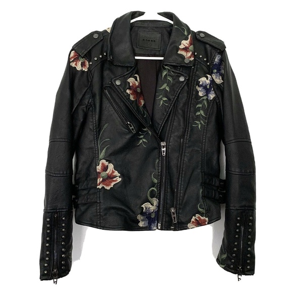 BLANKNYC Black Floral Faux Leather Moto Jacket - Picture 5 of 12